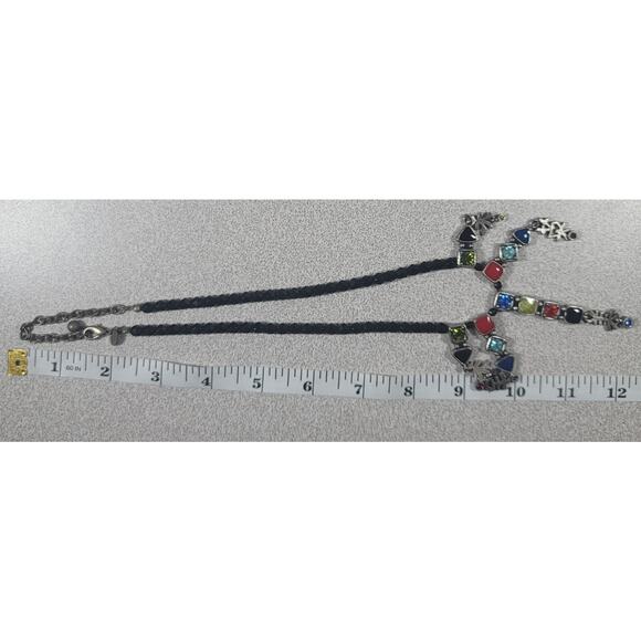 Chico's Silver Black 5 Pendants Single Strand 12" Necklace - Picture 3 of 5